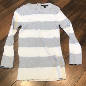 Cream and heather gray striped sweater